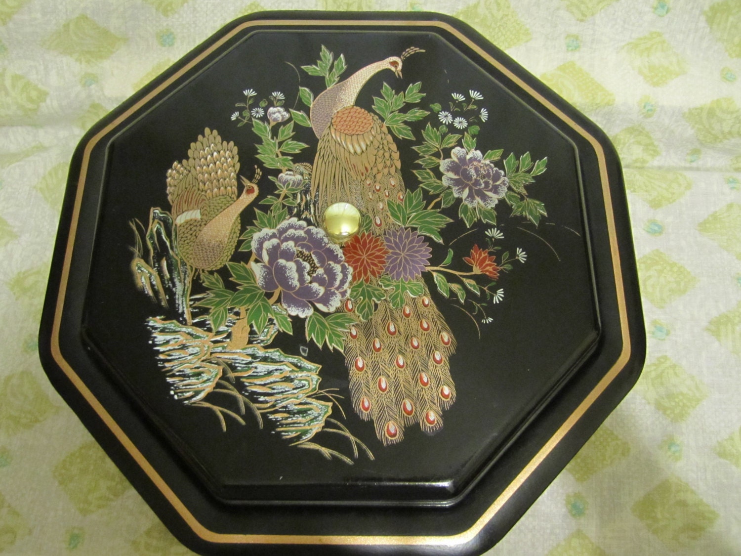 Peacock Serving Dish Turning Tray with by CJAndSistersVintage
