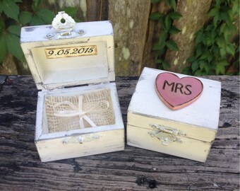 Ring Bearer Boxes You Pick Your Color Romantic Antique Vintage Inspired Cottage Chic Alternative Ring Pillow