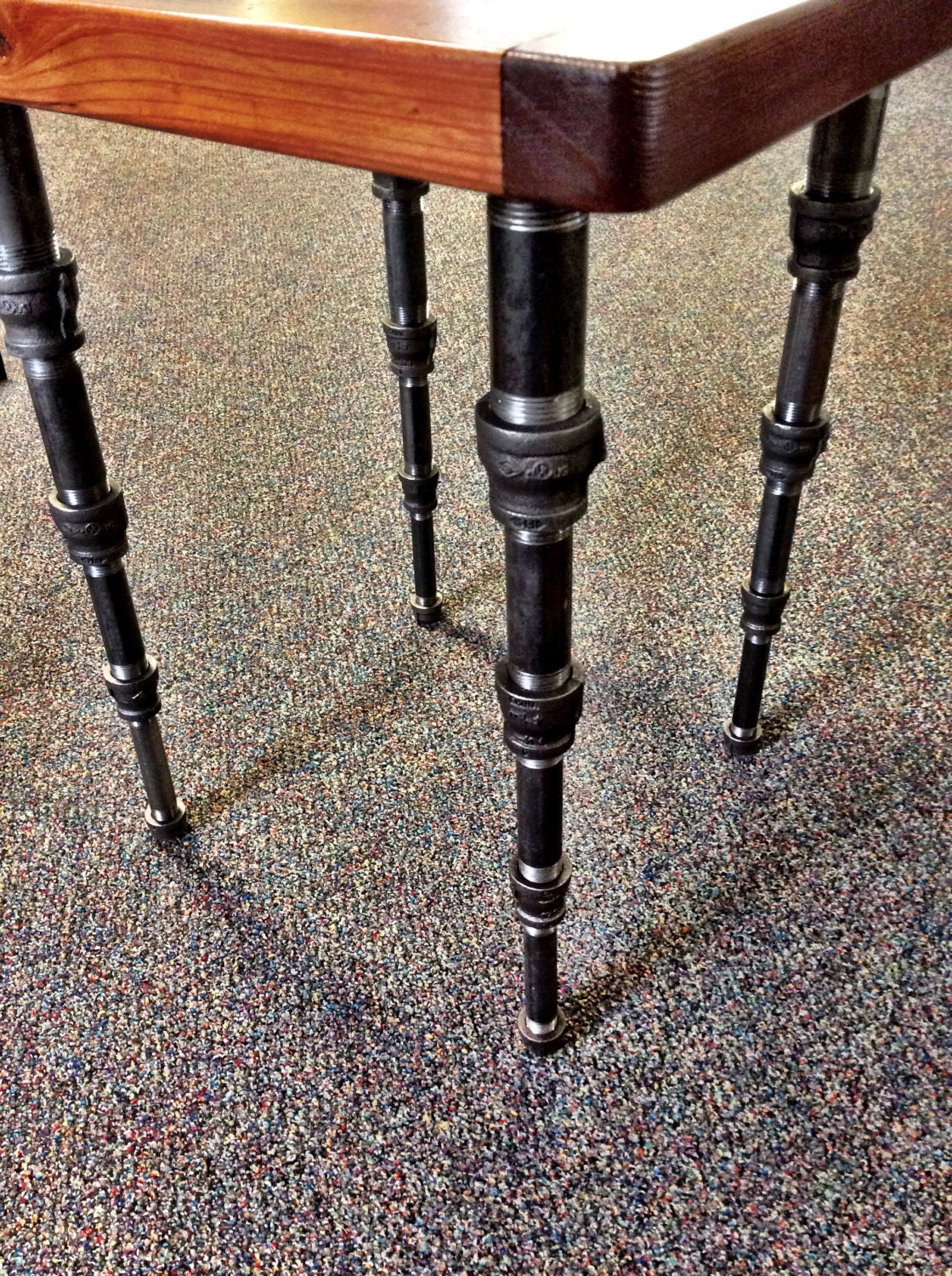 Industrial / Steampunk End Table with Tapered Pipe Legs