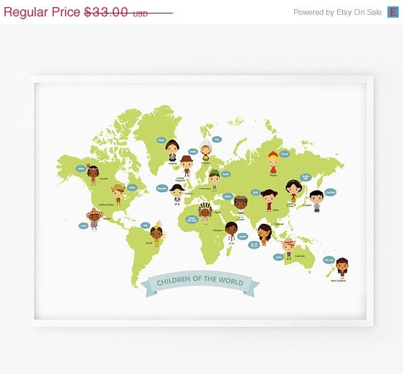 Vente carte du monde les enfants monde carte par SimpleShapes