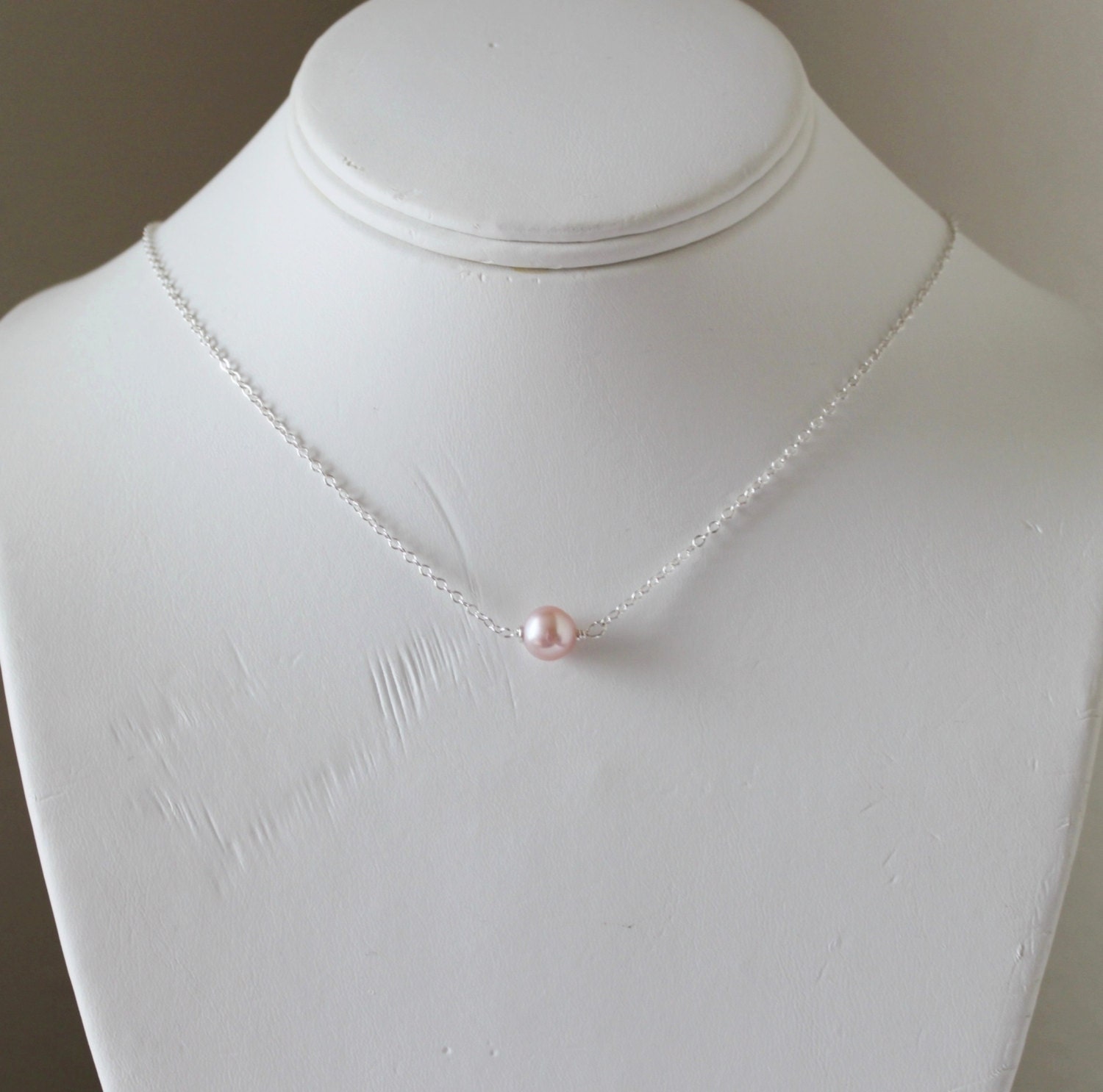 Natural Pink pearl floating necklace 8mm Light Pink by Pearlland88