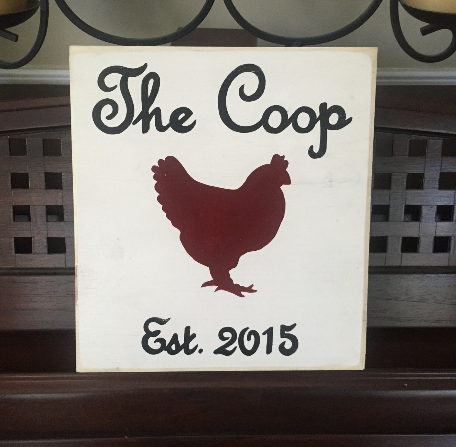The COOP Custom Sign w/ Date For Chicken Coop House with Hen