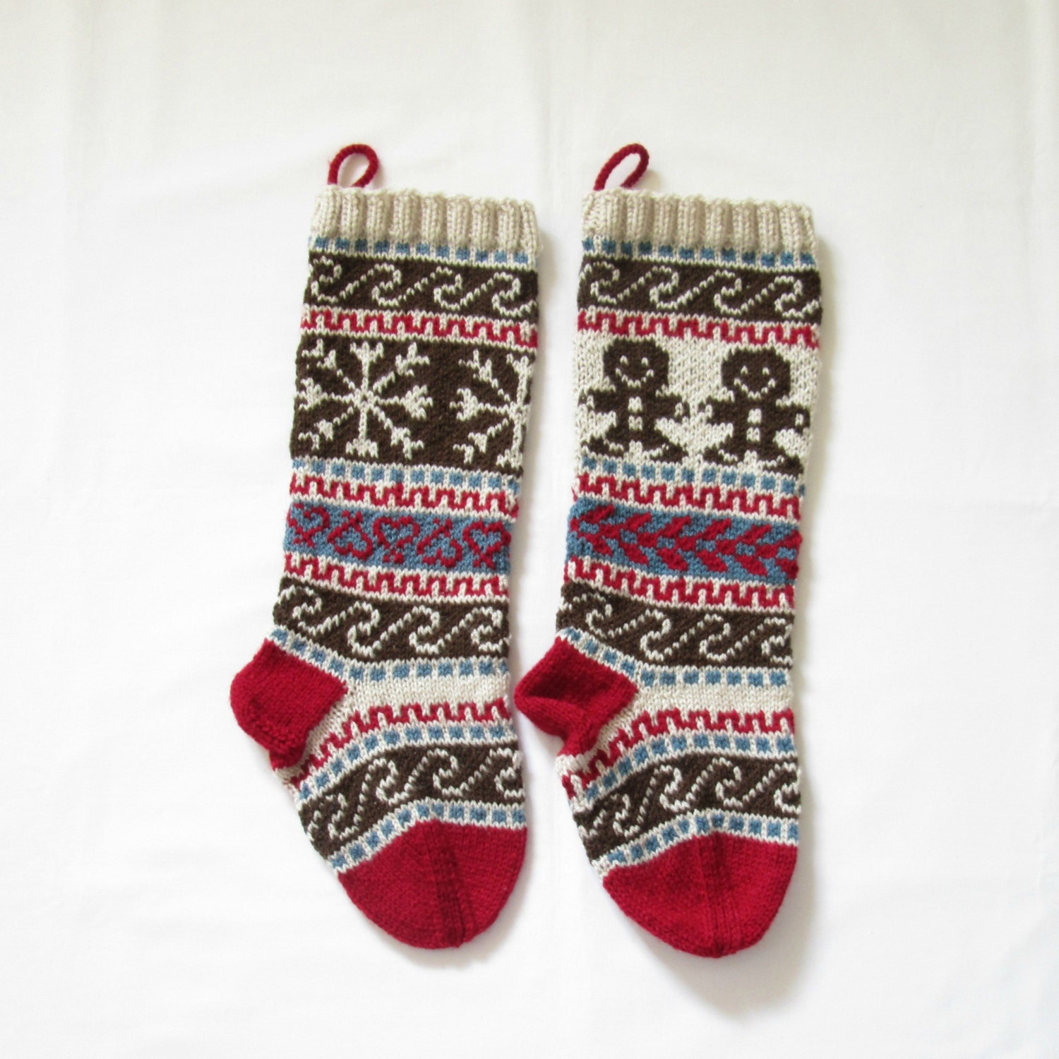 Pattern Fair Isle Christmas Stockings Gingerbread Man and