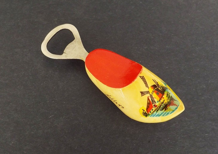 Vintage Bottle Opener, Kitchenware, Wooden Shoe, Holland, Serving