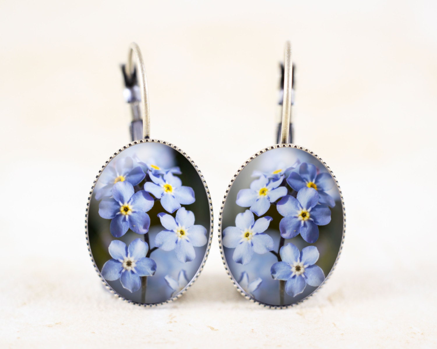 Earrings Blue Flower Earrings Woodland