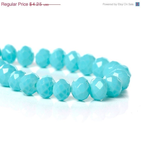 20% off sale 6x4.5mm TURQUOISE BLUE Glass Rondelle by SmartParts