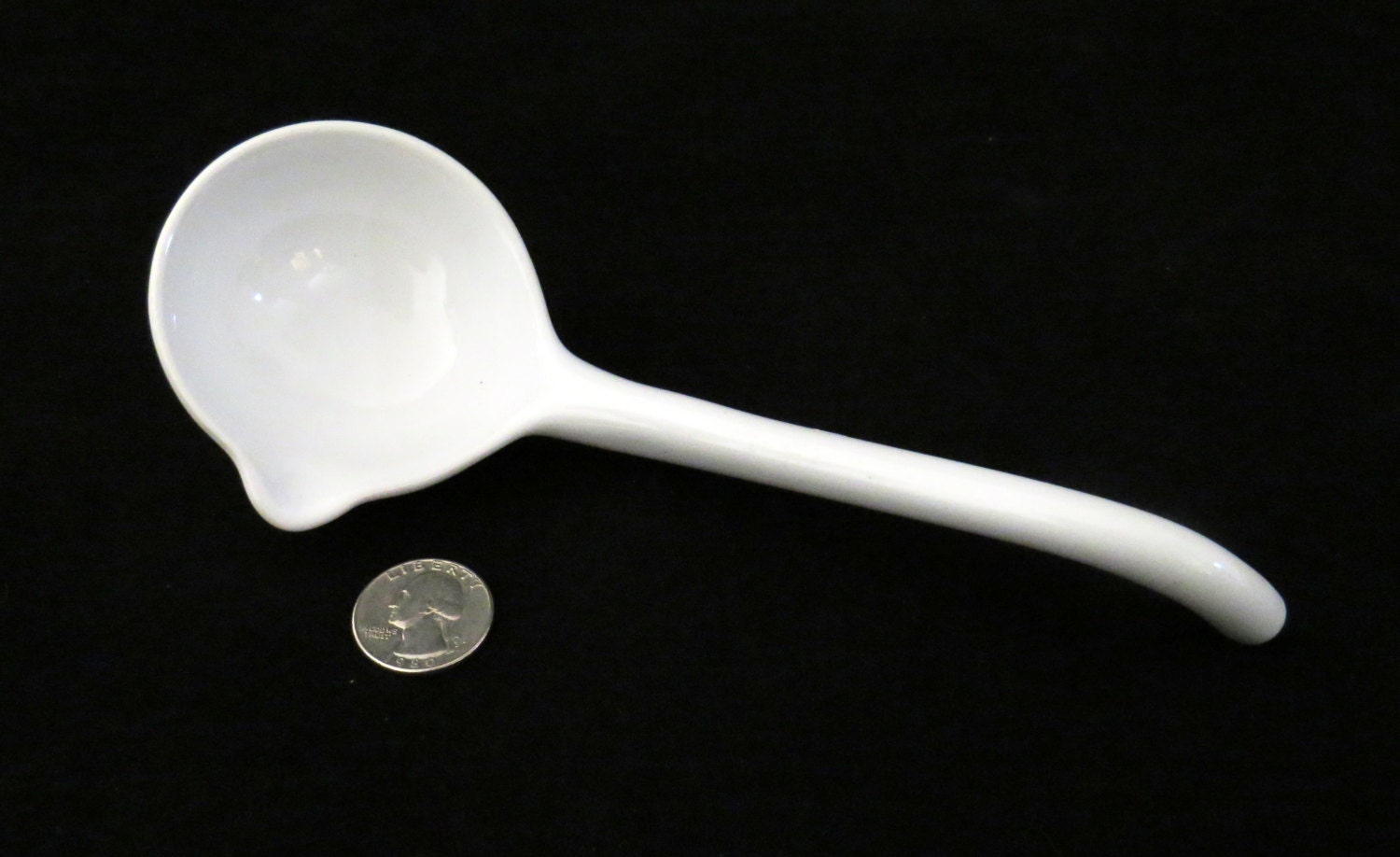 Vintage WHITE CERAMIC LADLE / 8 Long / Ceramic Pottery