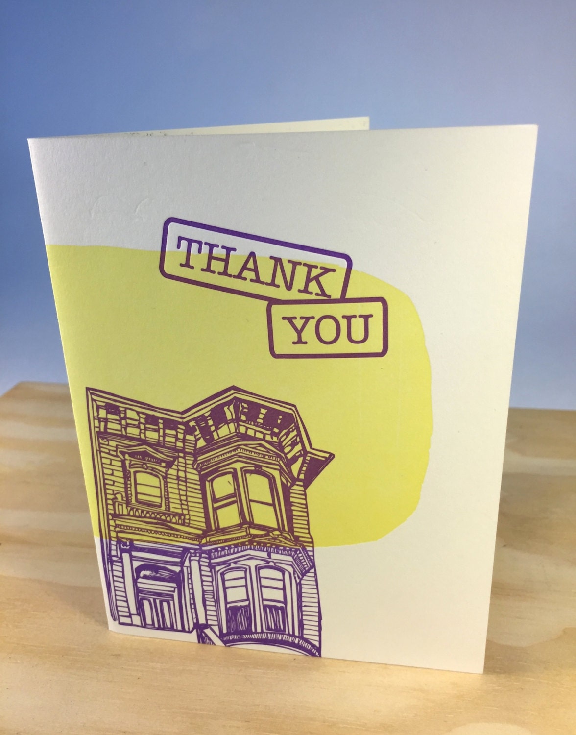 Thank You House Purple Letterpress Card