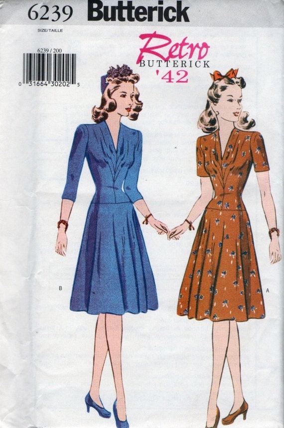 Butterick Retro 1940s WWII dress reissued pattern uncut and