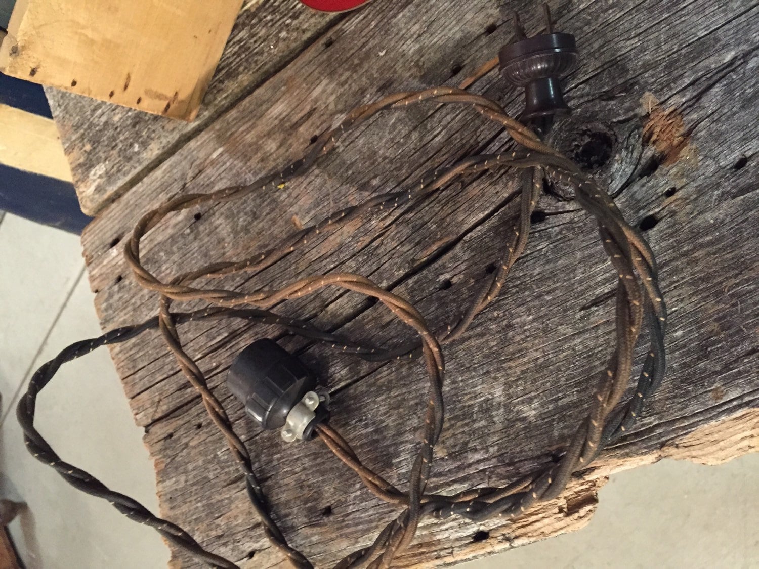 Vintage 1920s cloth extension cord antique cord old lighting