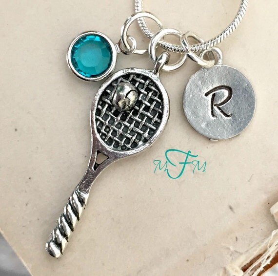 Tennis Racket Charm Necklace Personalized by MarieMayFavorites