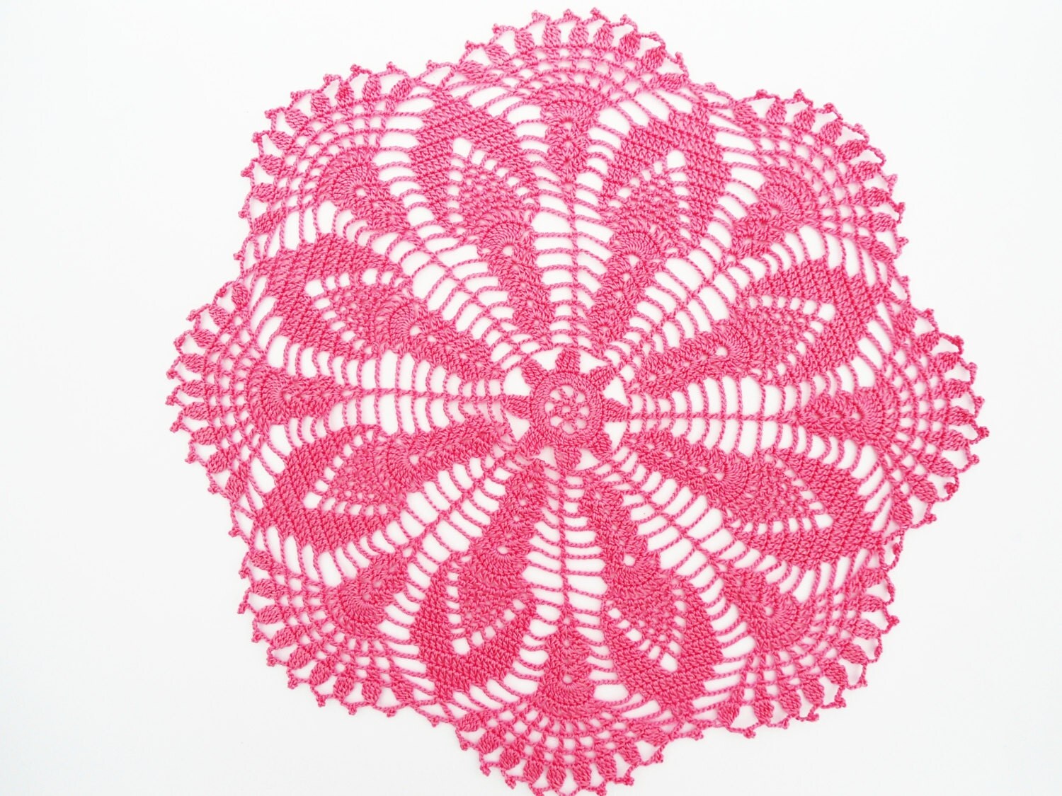 Pink crochet doily lace doily centerpiece round tablecloth