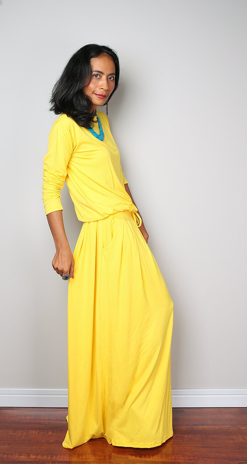 Yellow Maxi Dress Long Sleeve Yellow dress MODEST