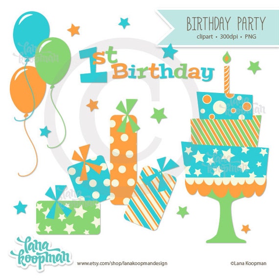 1st Birthday Party Clipart Il_570xn