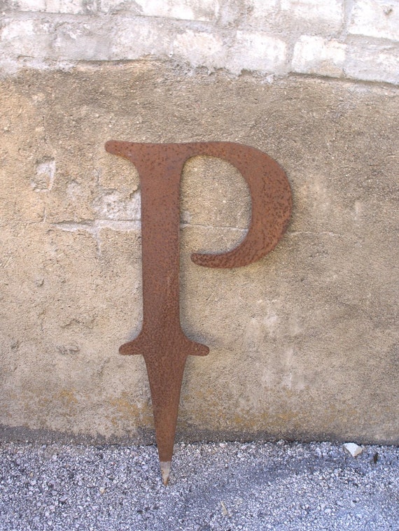 Outdoor Metal Letter P Lawn Patio Garden by IndustrialHabitat