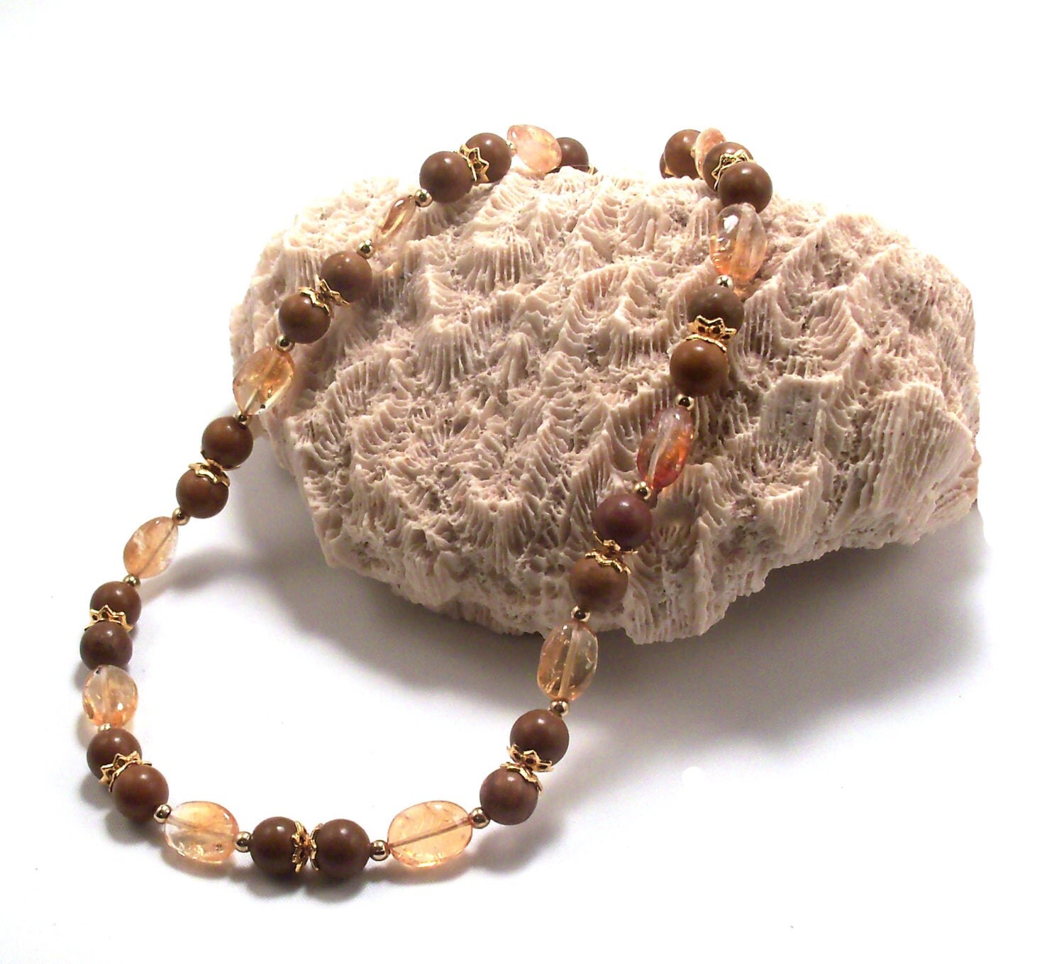 Tigerskin Jasper & Golden Citrine Gemstone Necklace