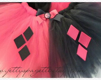 Harley Quinn Inspired Tutu-Black/Red or Royal Blue/Red Combo- Cosplay Costume tutu