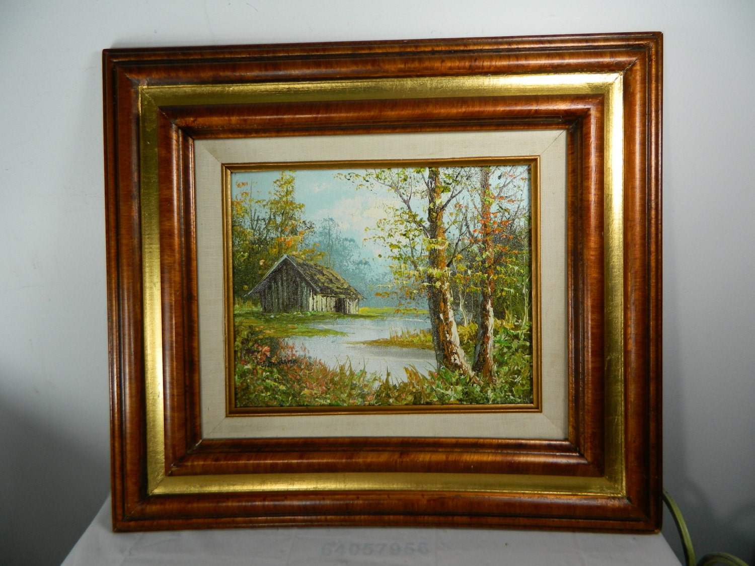 j artist cable Painting Framed Original Cabin Medina Vintage Artist Oil J