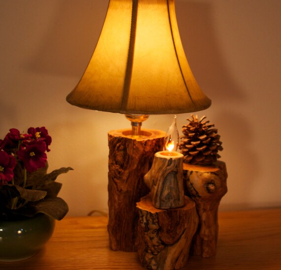 Accent lamp Rustic lamp Log lamp Hurricane lamp by AspenSpirit