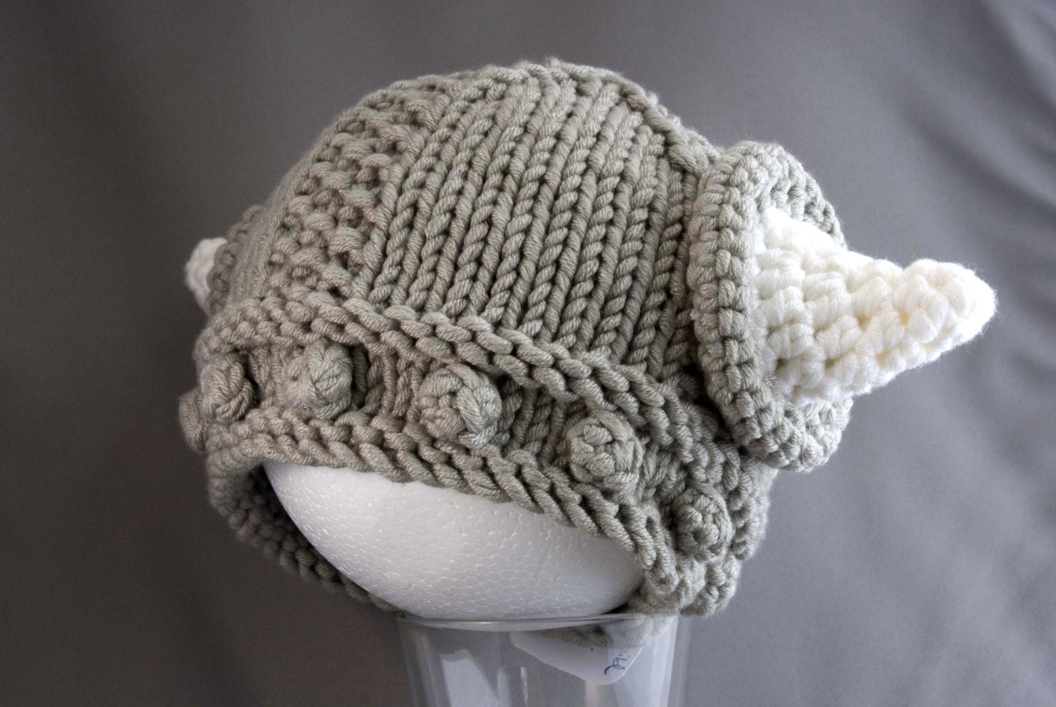 Viking Helmet Beanie Knit Viking Hat with Horns Gladiator