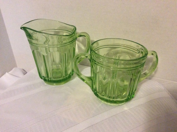 Green Depression Glass Colonial Knife And Fork Sugar By Bellesgirl