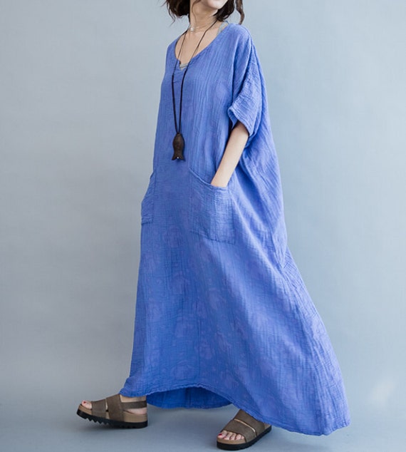 Cotton Loose Fitting Maxi Dress oversized loose Short by MaLieb