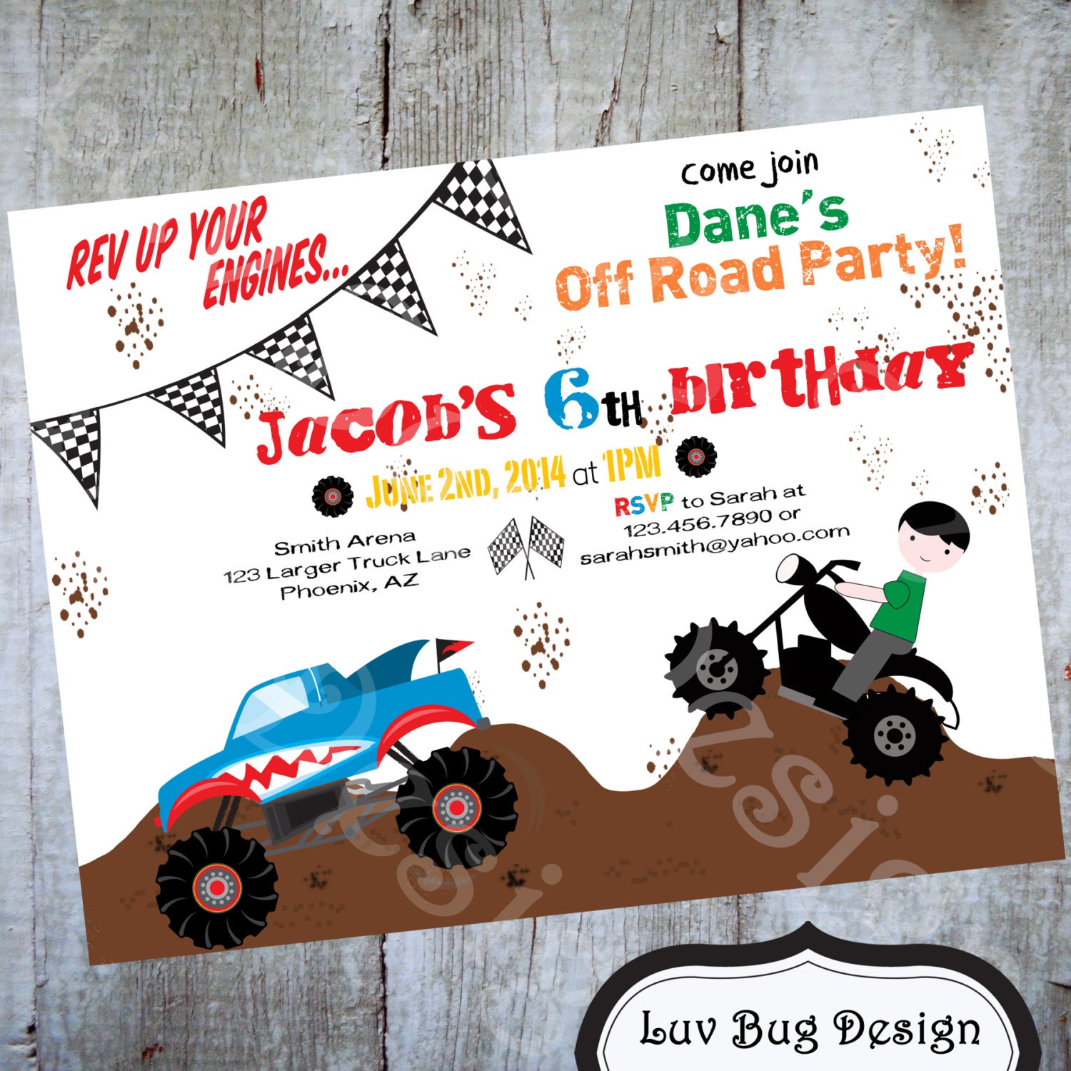 Motocross Birthday Party Invitation printable by luvbugdesign