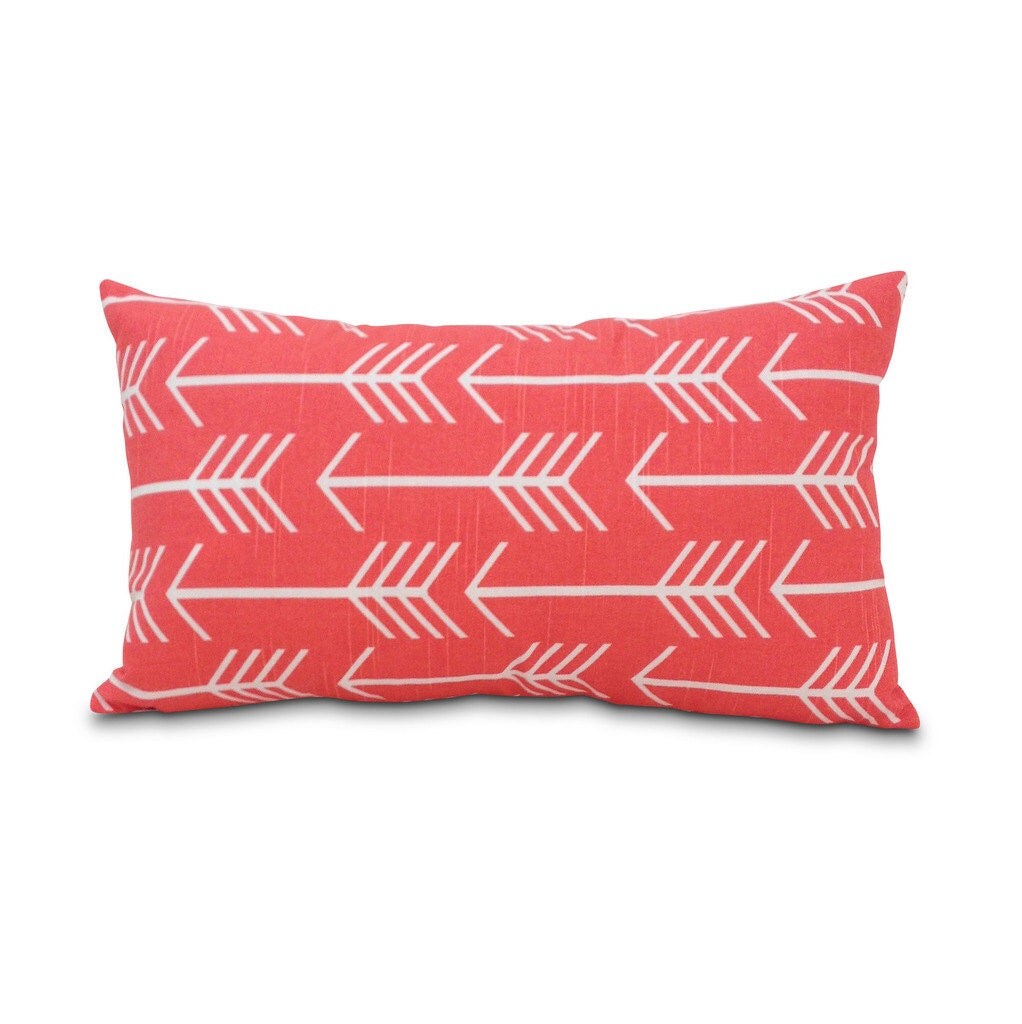 SALE Arrows Pillow. Coral Arrows Lumbar Throw Pillow. Gifts
