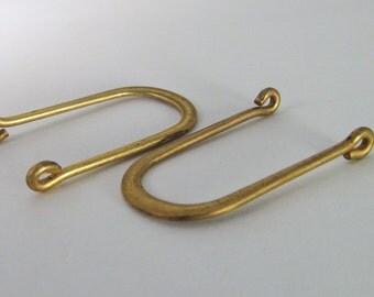 6 Vintage 26x15mm Flattened Horseshoe-Shaped Brass Settings Connectors Components Con277
