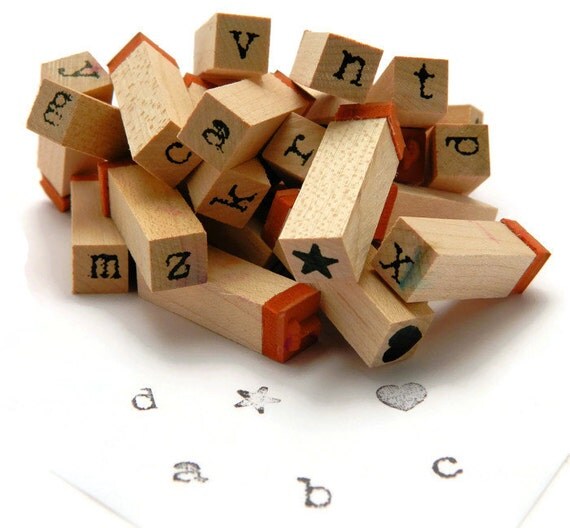 Rubber Stamps Wooden Peg Stamps Alphabet Stamps Typography