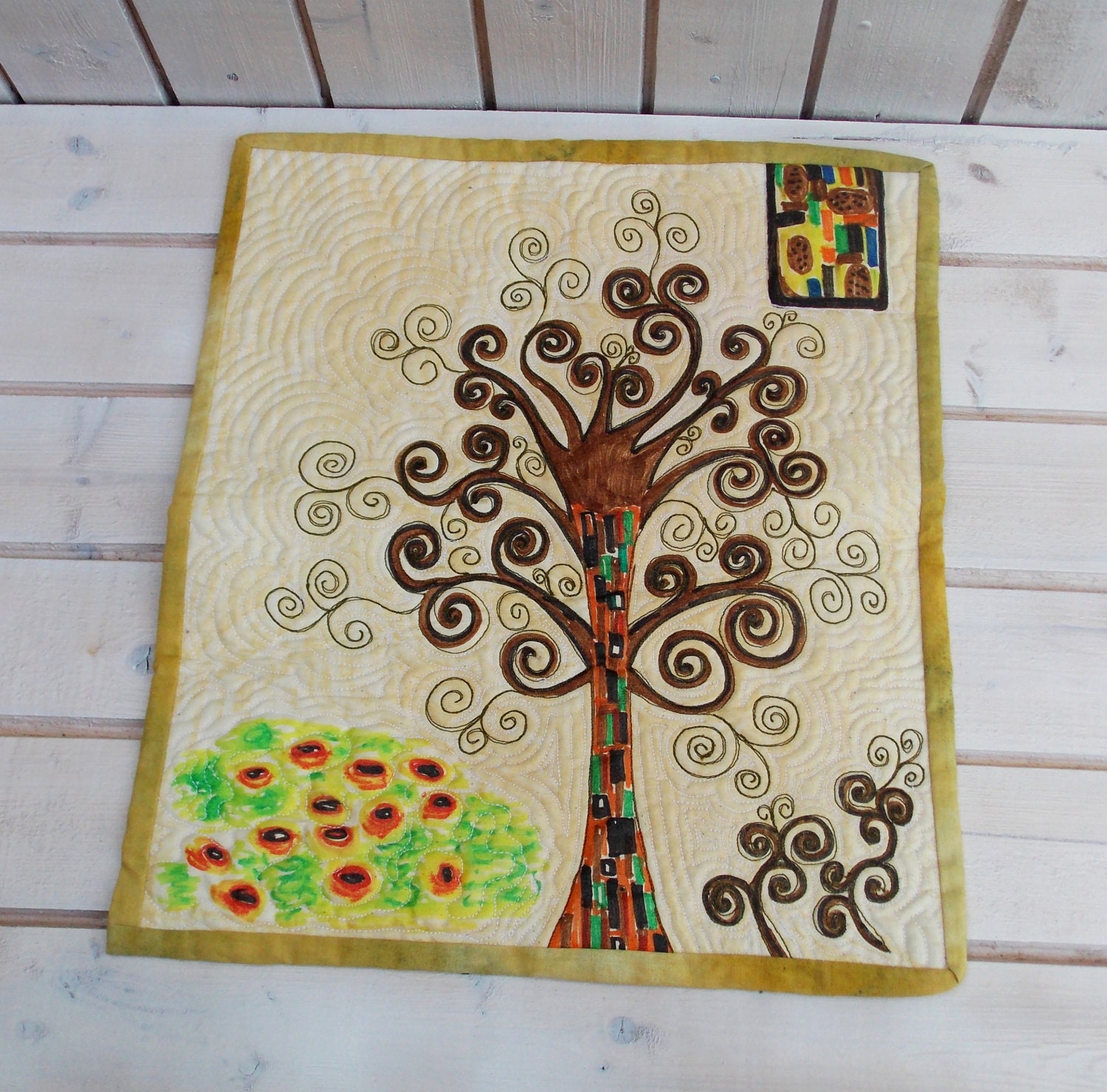 Small art quilt textile art quilt mixed media inspired by