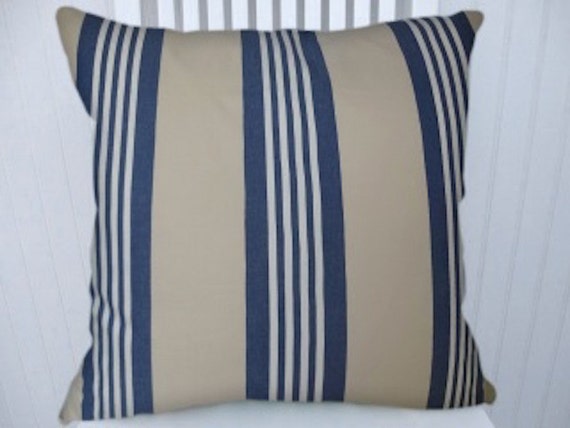 Blue Sand Stripe Pillow Cover Decorative by CodyandCooperDesigns