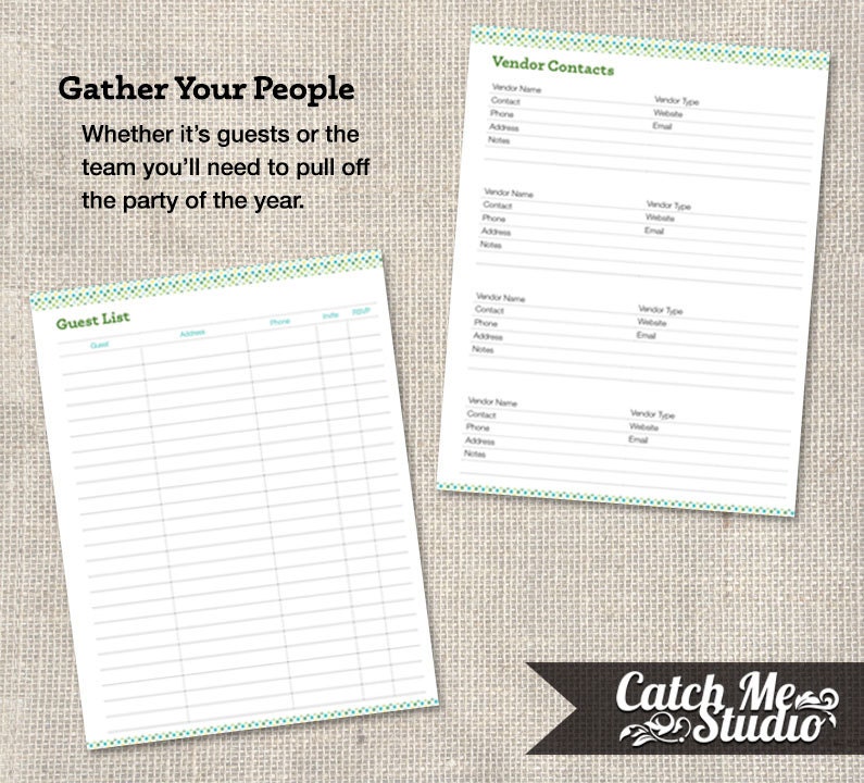 Printable Party & Event Planner Kit 8.5 x 11 by CatchMeStudio