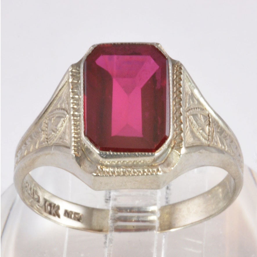 Vintage Mens 10K Gold Ring Art Deco White Gold Belais Bros