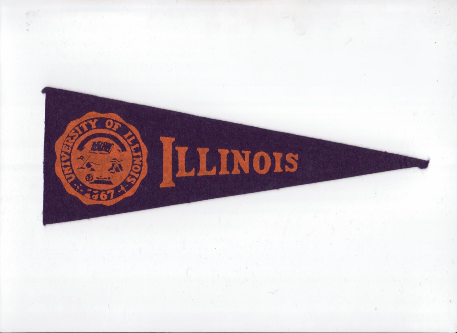 Vintage College Pennant ILLINOIS University 9 1/2 Inch Small