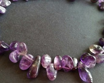 Special Offer 50% Off ---Raw Natural Amethyst Beads / Irregular Shape / Side Drilled (.hu gg) (LQUN)