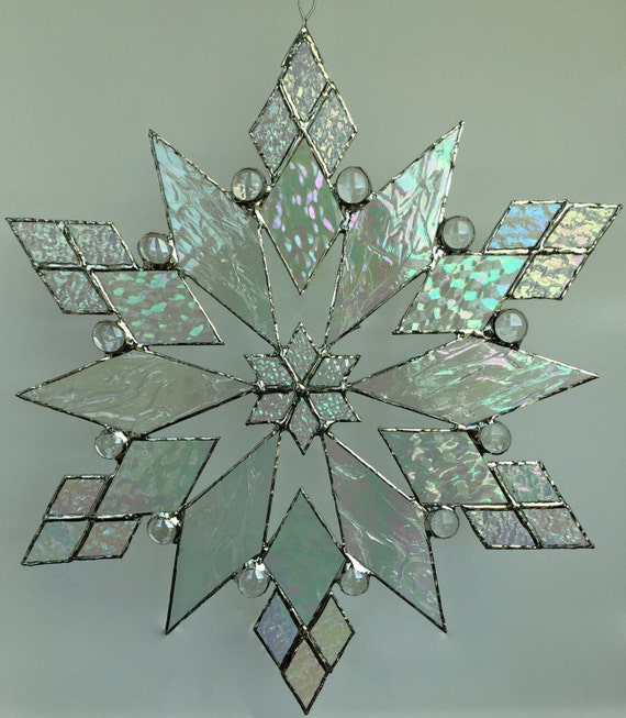 stained glass snowflake suncatcher design 21