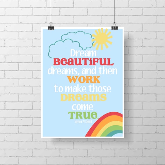 inspirational print rainbow colorful wall decor kid