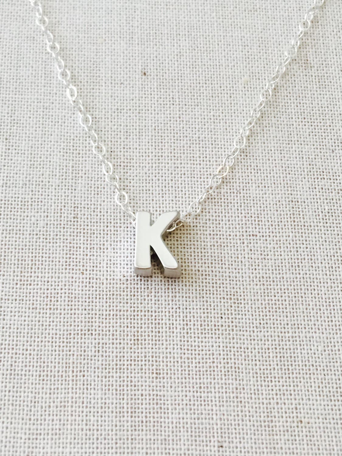 Small Letter K Necklace Sterling Silver Necklace Initial K