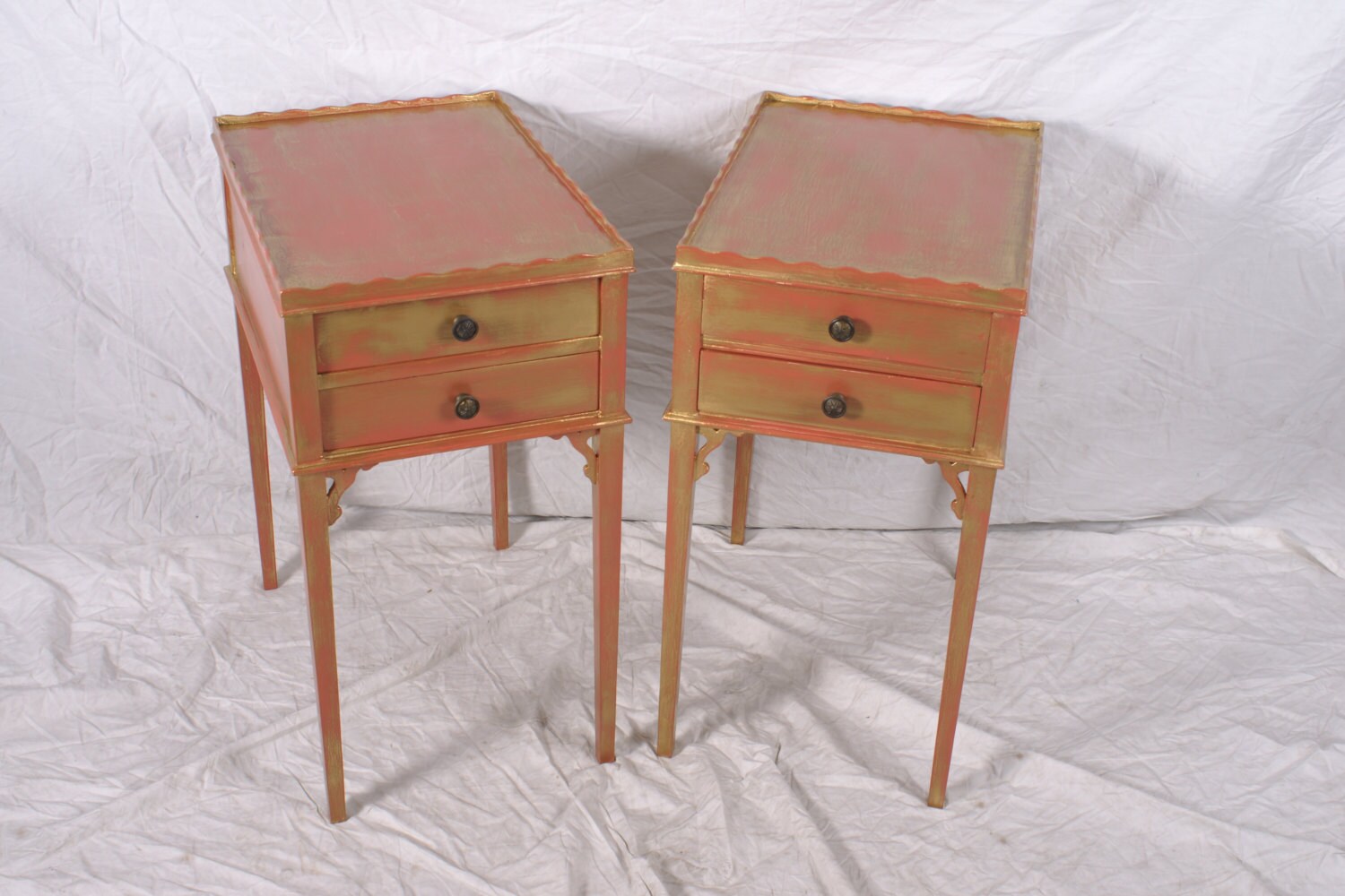 Bohemian Nightstands Salmon Gold Side Tables End Tables Pair Haute Juice