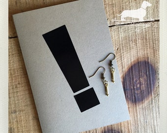 CLEARANCE! Exclamation. Dangle Earrings -- (Vintage-Style, Little Dangles, Simple, Minimalist, Modern, Cute, Birthday Gift for Her Under 5)