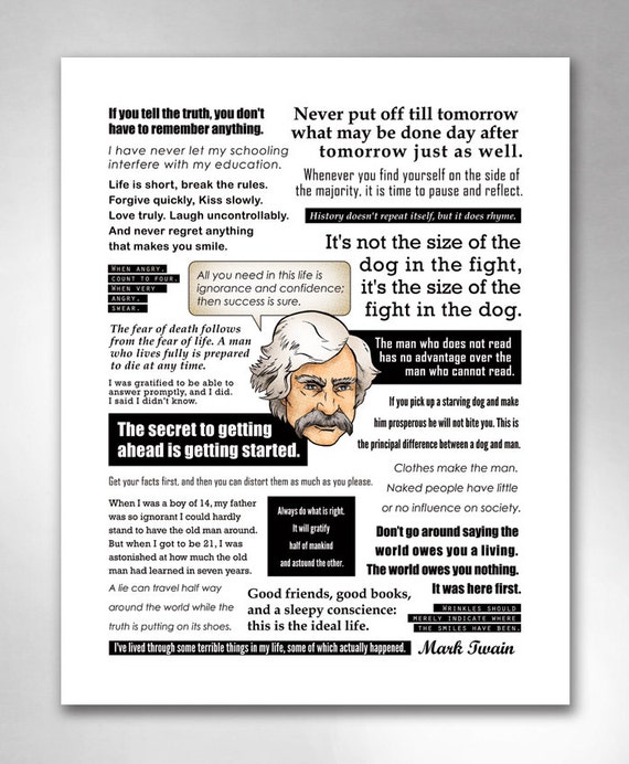 MARK TWAIN QUOTES Smart Funny Inspirational QuoteHeads Art
