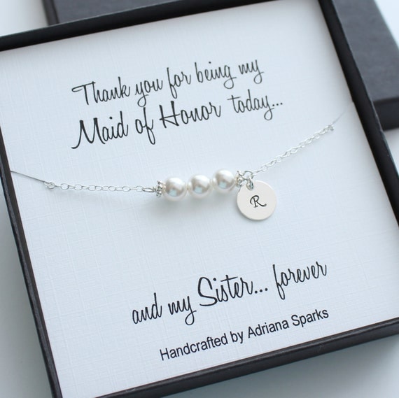 Personalized Maid of Honor Gifts, Personalized Pearl Bracelet, Initial ...