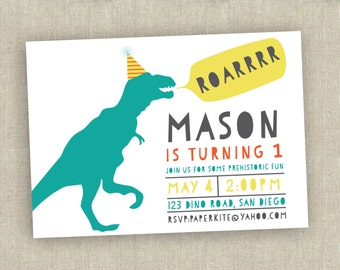 dinosaur birthday invitation - first birthday invitation