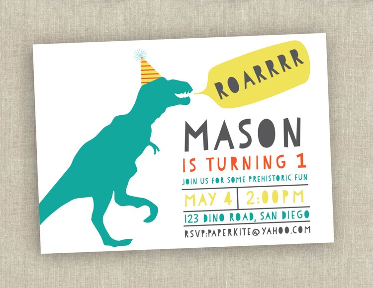 dinosaur birthday invitation first birthday by ...