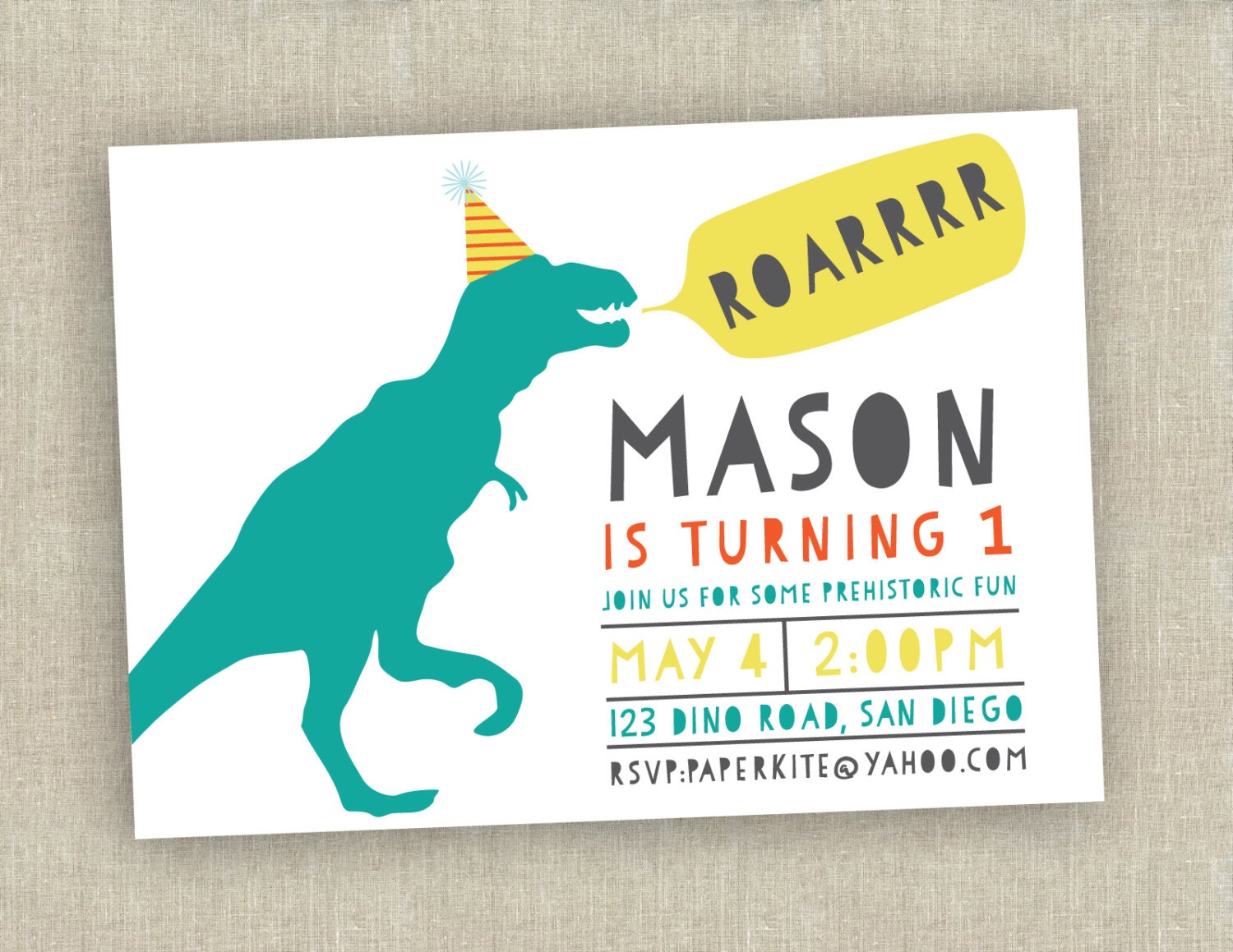 Dinosaur 1St Birthday Party Invitations 3