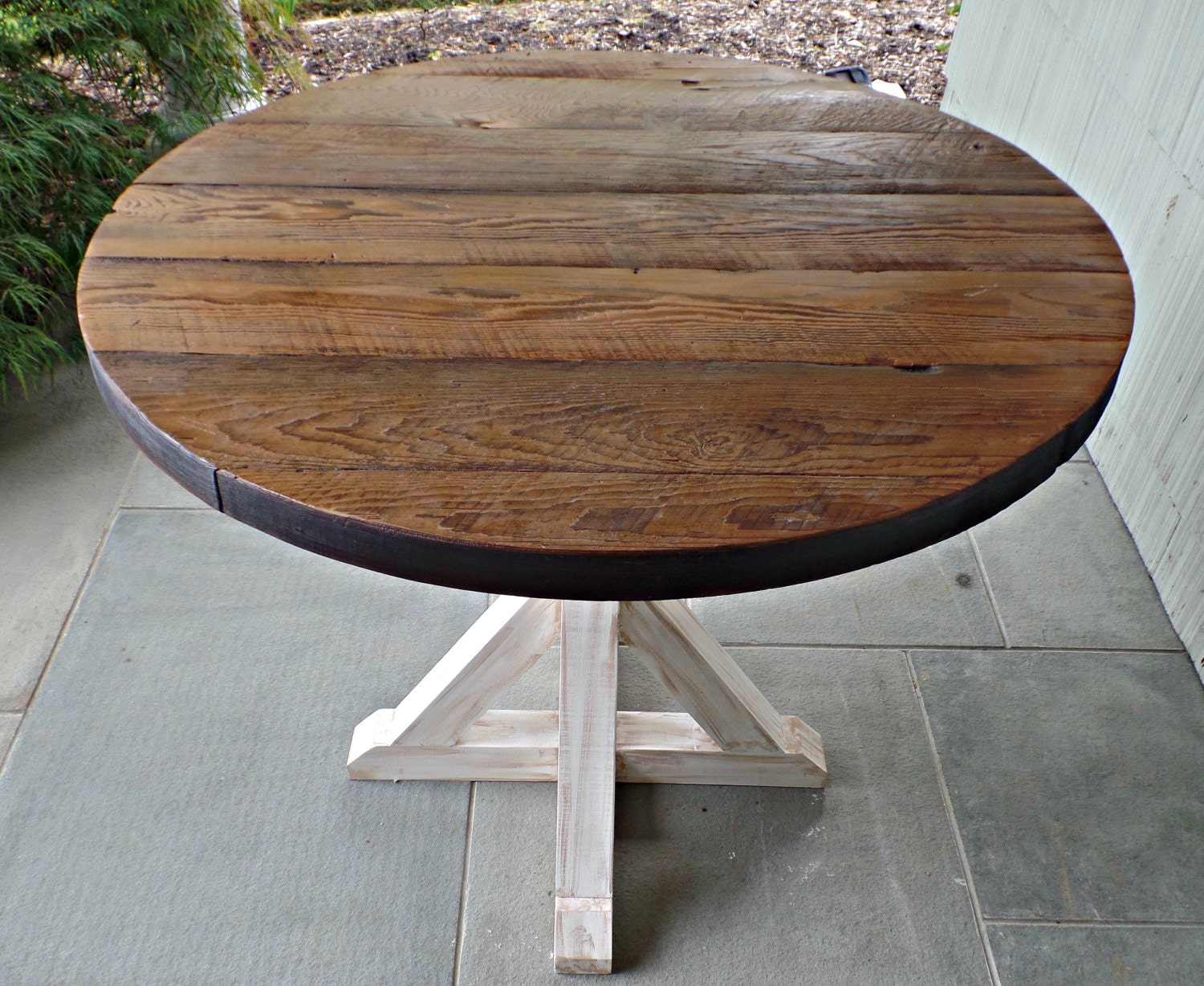 round reclaimed wood kitchen table diy