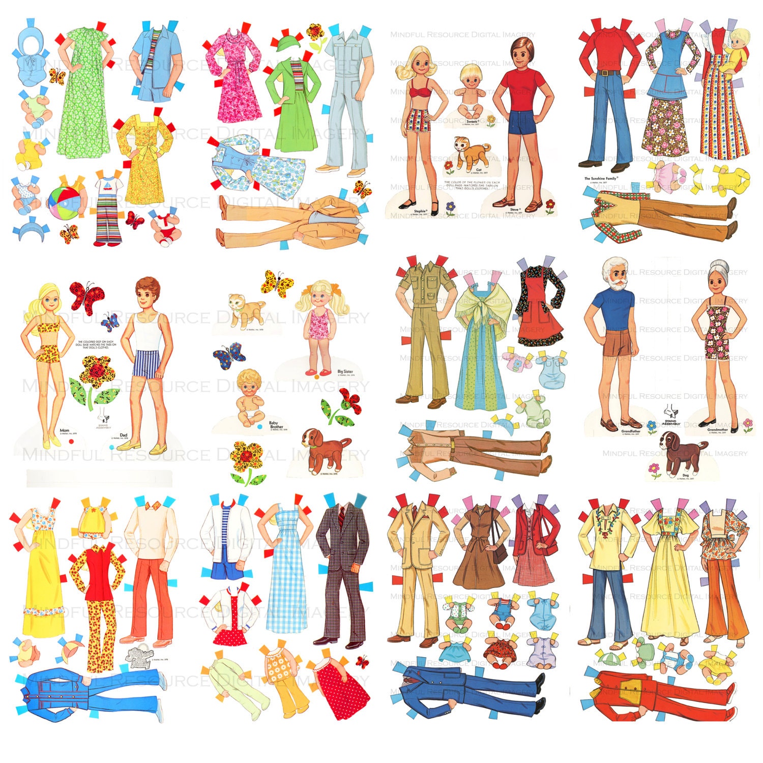 family of paper dolls