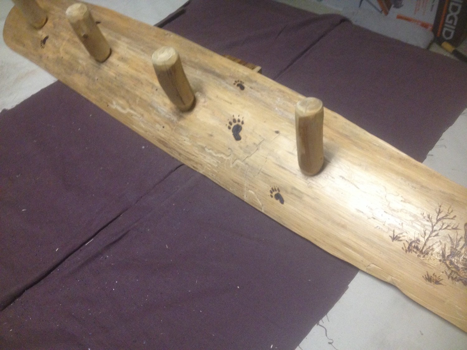 Cedar log coat rack/ 4 peg coat rack/ log furniture coat rack/