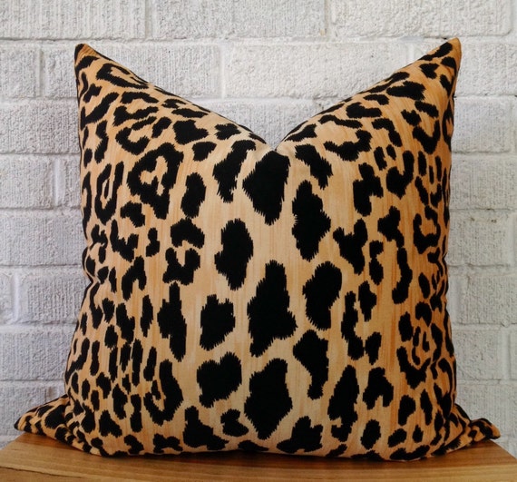 Velvet Cheetah Pillow Cover Square leopard black gold animal print